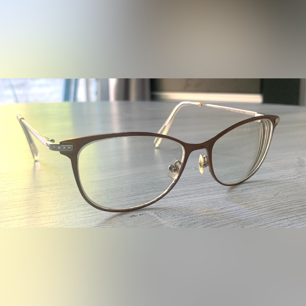 Vera Wang Brown Cat-Eye Eyeglasses with Gold Temples